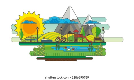 Public park. Vector Flat illustration.