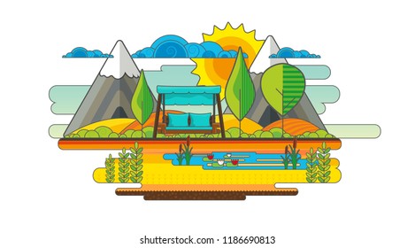 Public park. Vector Flat illustration.