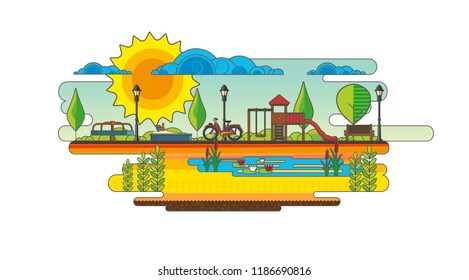 Public park. Vector Flat illustration.