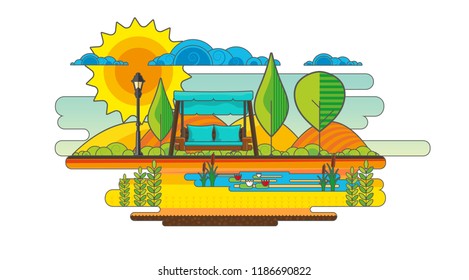 Public park. Vector Flat illustration.