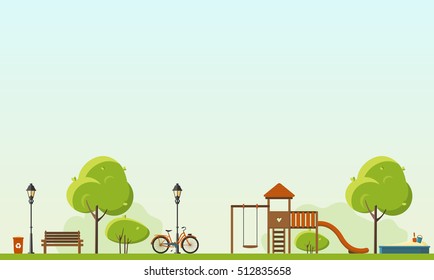 Public park. Vector Flat illustration. Easy to make pattern.
