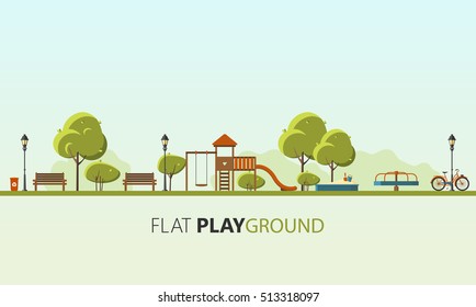 Public park. Vector Flat illustration. Easy to make pattern.

