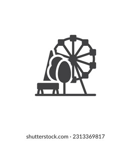 Public park vector icon. filled flat sign for mobile concept and web design. Amusement park with a ferris wheel glyph icon. Symbol, logo illustration. Vector graphics