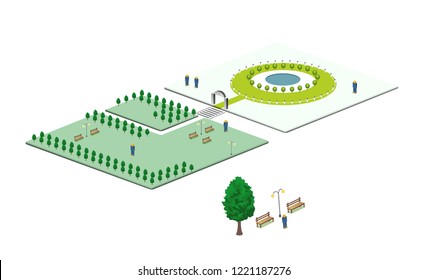 Public park with vector image. Smart City Infrastructure , Transportation, Connected, Energy and Power Concept.