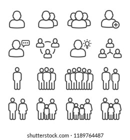 public people line icon set vector image