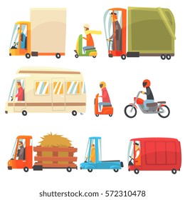 Public And Personal Transport Toy Cars And Trucks Collection Of Childish Colorful Transportation Vehicles