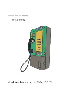 public phone hand draw sketch vector.