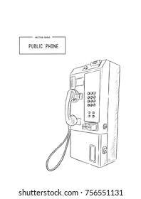 public phone hand draw sketch vector.