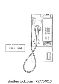 public phone hand draw sketch vector