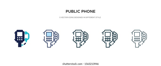 public phone icon in different style vector illustration. two colored and black public phone vector icons designed in filled, outline, line and stroke style can be used for web, mobile, ui