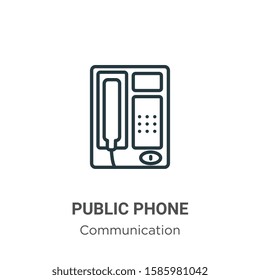 Public phone outline vector icon. Thin line black public phone icon, flat vector simple element illustration from editable communication concept isolated on white background