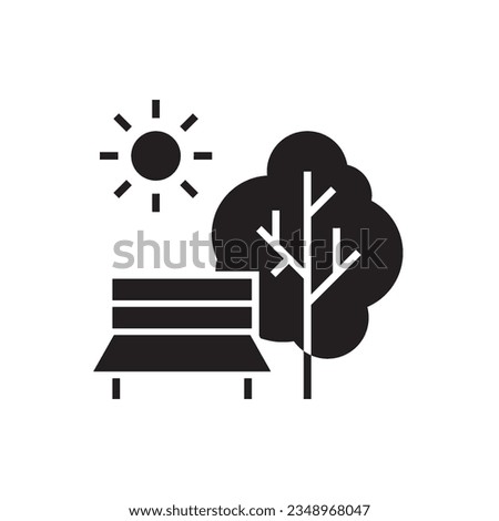 Public place with bench to sit black icon