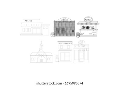 Paquete de ilustraciones de diseño de esquema del vector de posición pública