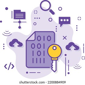 Public and Private API key encryption Concept, Secure Hash Algorithm Vector Icon Design, Cloud computing and Web Hosting services Symbol, RSA stock illustration, Client Secret Certificate Sign