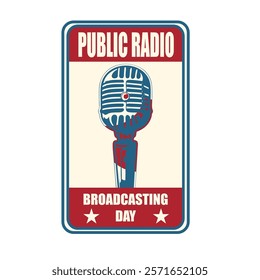 Public Radio Broadcasting Day label. Vector illustration