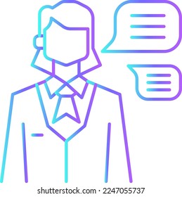 PUBLIC RELATION Business people icons with blue gradient outline style