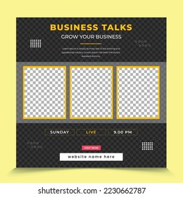 Public relation business talks webinar free live class square social media web post banner template