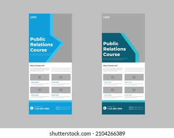 public relation course roll up banner design template. course template banner leaflet design. cover, poster, print-ready