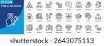 public relation icon set collection in outline style. an icon pack contain press, audience, crisis, reputation, message, relation, community