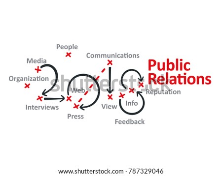Public Relations 2018 red marks white background vector