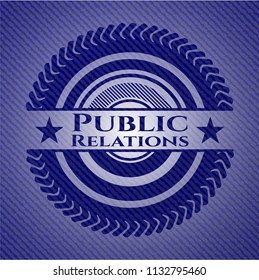 Public Relations badge with jean texture