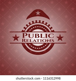 Public Relations badge with red background