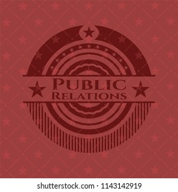 Public Relations badge with red background