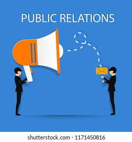 public relations to business ,businessman hold megaphone,minimal business illustration,cartoon paper art