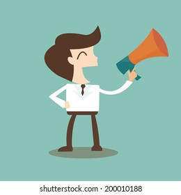 Public Relations Businessman Talking Through Bullhorn Stock Vector ...