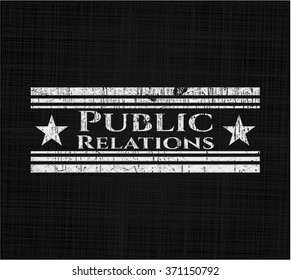 Public Relations chalk emblem, retro style, chalk or chalkboard texture