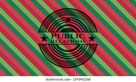 Public Relations christmas badge. Vector Illustration. Detailed.