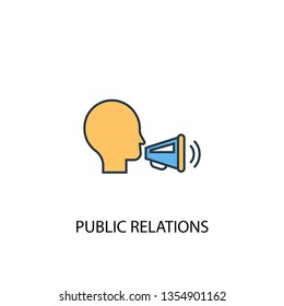 public relations concept 2 colored line icon. Simple yellow and blue element illustration. public relations concept outline symbol design