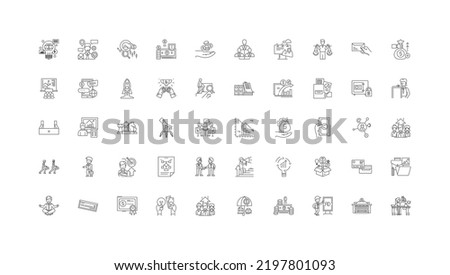 Public relations concept illustration, linear icons, line signs set, vector collection