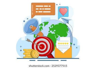 Public relations concept, marketing campaign, public relations in social media promotion. Digital marketing media management and strategy. Ideas for making announcements through mass media.