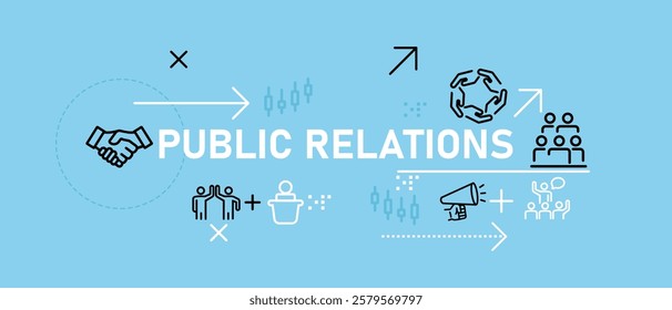 Public Relations conceptual community publication society connection communication publicity social information design icon concept set collection