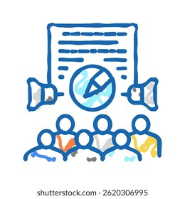 public relations copywriting doodle icon sketch vector. public relations copywriting sign. isolated symbol illustration