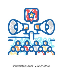 relações públicas ícone doodle esboço vetor. sinal de relações públicas. símbolo isolado ilustração