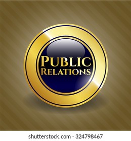 Public Relations gold emblem or badge