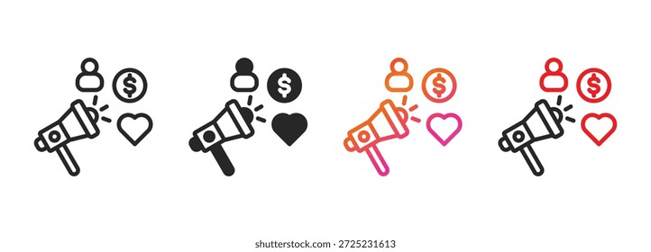 Icono de relaciones públicas colección con varios estilos