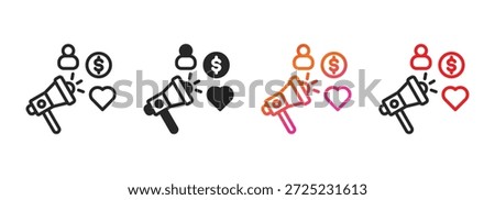 public relations icon collection with multiple styles