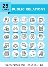 Public Relations icon collection set. Containing design business, public relations, management, corporate	