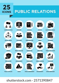 Public Relations icon collection set. Containing design business, public relations, management, corporate	