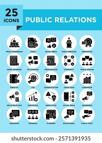 Public Relations icon collection set. Containing design business, public relations, management, corporate	