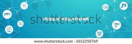 public relations icon concept: PR or media relations or marketing and publicity symbols. EPS 10