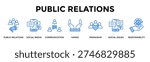 Public Relations Icon Set Collection Pack Banner Web Vector Illustration Concept Containing Build Strong Brand Reputation Through Strategic Communication Channels