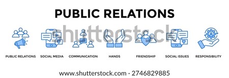 Public Relations Icon Set Collection Pack Banner Web Vector Illustration Concept Containing Build Strong Brand Reputation Through Strategic Communication Channels