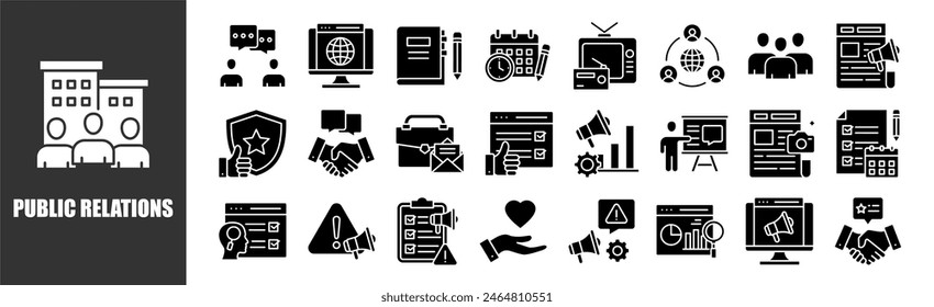 Conjunto de iconos de relaciones públicas para Elementos de diseño