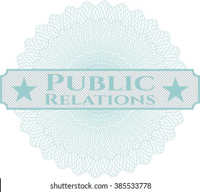 Relaciones públicas dentro del emblema o rosette del estilo del dinero