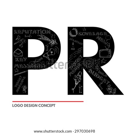 Public Relations logo design concept. Includes hand drawn elements. Can be used as logo, icon or illustration for cover, presentation or proposal.