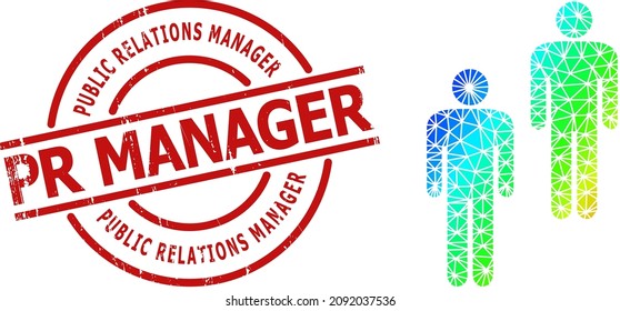 El Administrador de relaciones públicas de Pr Manager texturizó la imitación del sello y el icono de personas de color espectral bajo con gradiente.